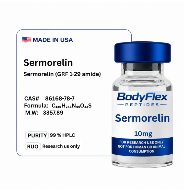 Sermorelin research peptide vial